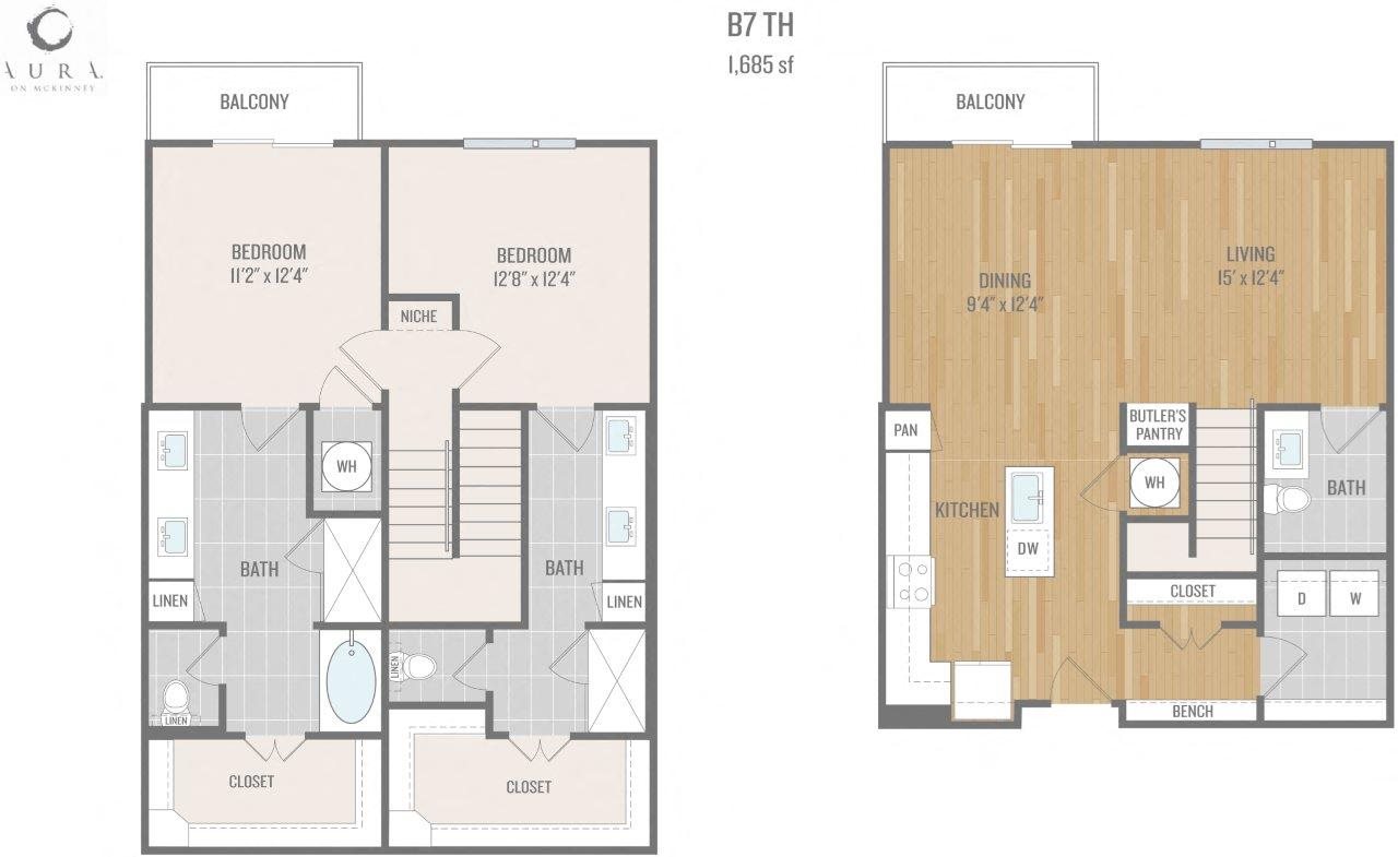 Aura On Mckinney Apartments B7 TH Floor Plan Aura On Mckinney Apartments B7 TH Floor Plan